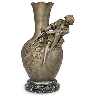 Auguste Moreau Figural Bronze Vase