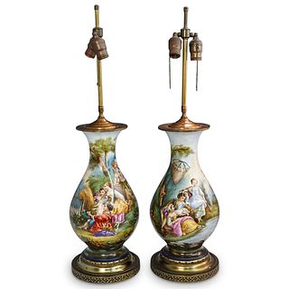 (2 Pc) Pair Of European Porcelain Table Lamps