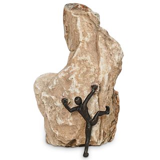 Signed Rock Climber Wall Sculpture