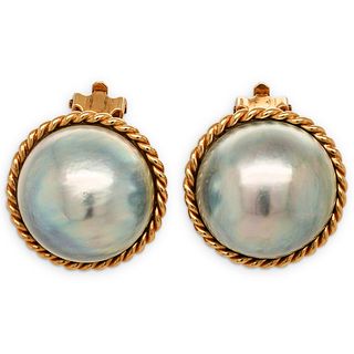 14K Gold & Cultured Mabe Pearl Earrings