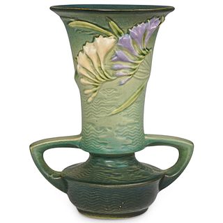 Roseville Freesia Green Pottery Floral Vase