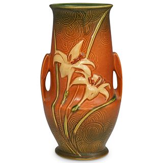 Roseville Zephyr Lily Sienna Pottery Floral Vase