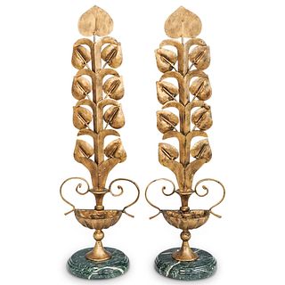 (2 Pc) Pair Of Leaf Candle Holders