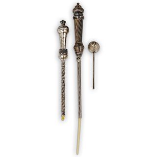 (3 Pc) Sterling Silver Candle Scepter & Snuffer Set