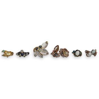 (6 Pc) Sterling and Semi Precious Stone Rings