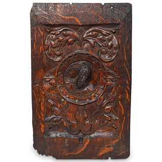Antique Carved Wooden Plaque