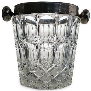 Val St Lambert Silver Plated Crystal Ice Bucket