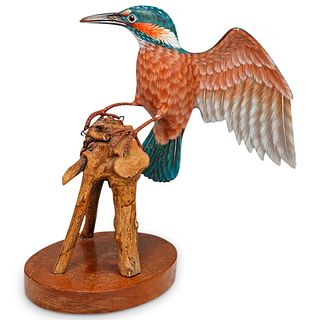Kingfisher Carved Bird Sculpture