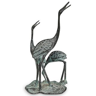 Vintage Bronze Crane Statue