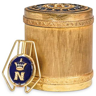 (2 Pc) Napoleon Gilt Box & Money Pin Set