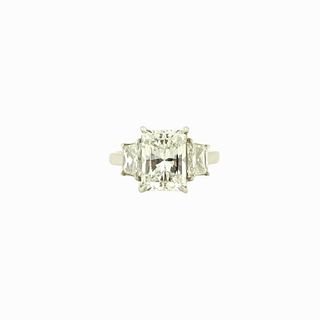 GIA 4.02ct Radiant Cut SI1-E Engagement Ring. GIA