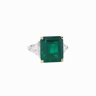 Estate 10.06ct Emerald And 2.00ct Diamond Ring