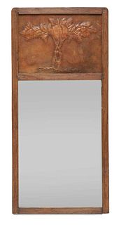 An Arts and Crafts oak wall mirror,