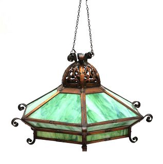 An American Arts and Crafts copper ceiling light,