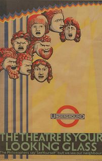 A London Underground poster: 'The Theatre is your Looking Glass',