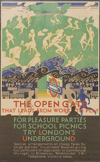 A London Underground poster: 'The Open Gate that leads from Work to Play',