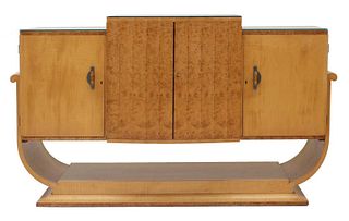An Art Deco burr maple sideboard,