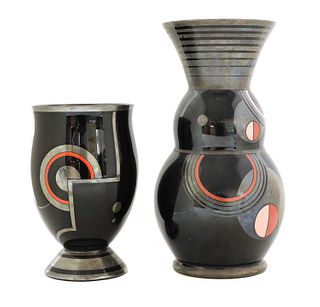Two Art Deco glass vases,