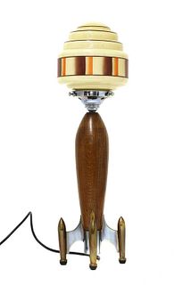 An Art Deco rocket table lamp,