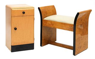 An Art Deco-style maple stool,