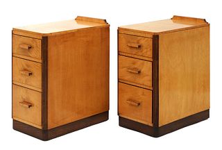 A pair of Art Deco maple bedside chests,