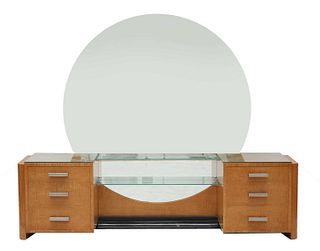 An Art Deco maple and ebonised dressing table,