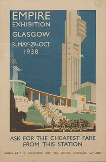 An 'Empire Exhibition Glasgow 1938' poster,