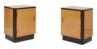 A pair of Art Deco maple bedside cupboards,