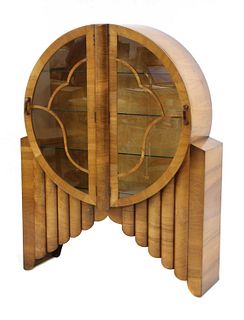 An Art Deco walnut 'Rocket' display cabinet,
