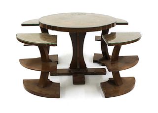 An Art Deco burr walnut nest of tables,