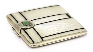 An Art Deco enamelled silver compact,
