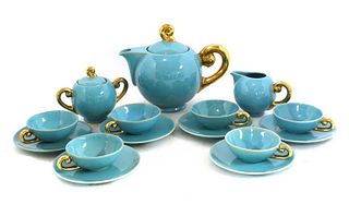 A Belgian blue-glazed tea service,