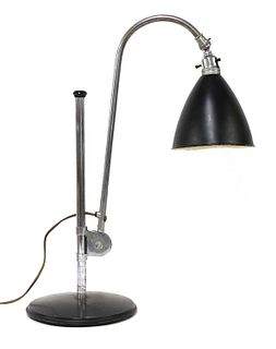 A Bestlite chrome and black enamel adjustable reading/student's lamp,