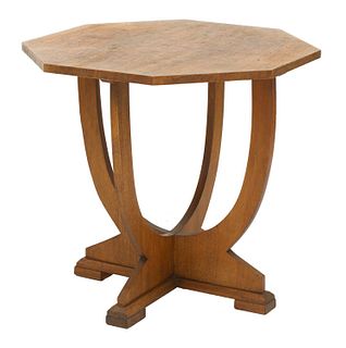 An Art Deco walnut octagonal lamp table,