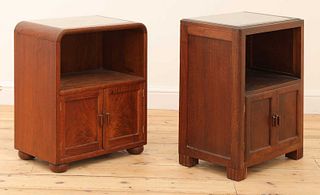 Two matched mahogany 'Token Works' bedside cabinets,