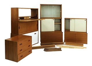 A collection of Beaver & Tapley modular floating wall units,