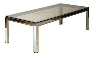 A glass coffee table,