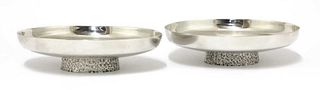A pair of modernist silver tazzas,