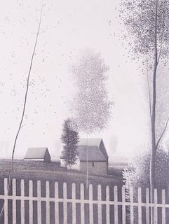 Robert Kipniss "Picket Fences" Lithograph