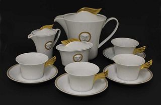 A Rosenthal Studio-Line Versace Gorgona 'Medaillon Meandre d'Or' tea set for four,