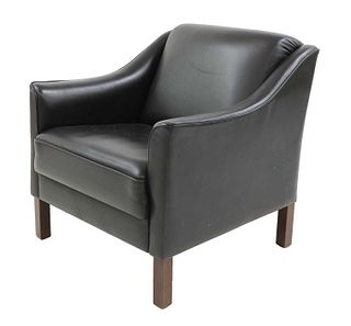 A black leather armchair,