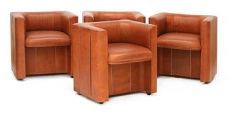 A set four leather armchairs,