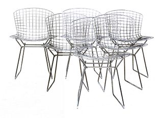 Six wire chairs,
