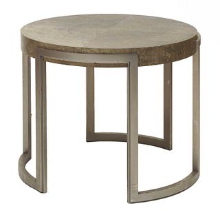A contemporary stained bird's-eye maple side table,