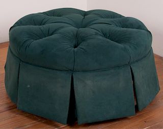 Round Tufted Ottoman w/ Attached Skirt