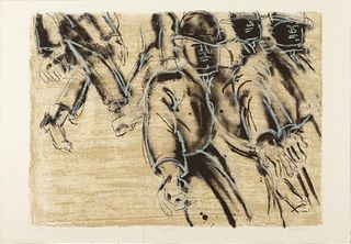 Lester Johnson "Men Walking" original lithograph, signed, limited