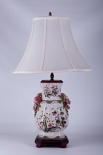 Porcelain Lamp w/ Flower Motif