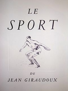 Livre d'artiste SEGONZAC, Giraudoux, 'Le Sport' etchings, with a signed frontis drawing.