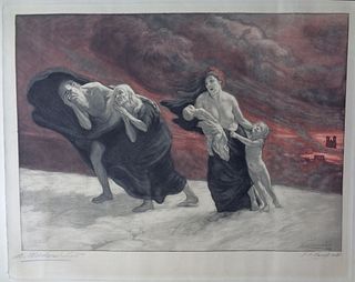 Michel RICHARD-PUTZ aquatint etching 'Ceux Qui Restent' J A HANRIOT signed 1914