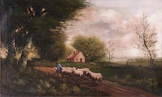 19th C English School Oil on Canvas Landscape